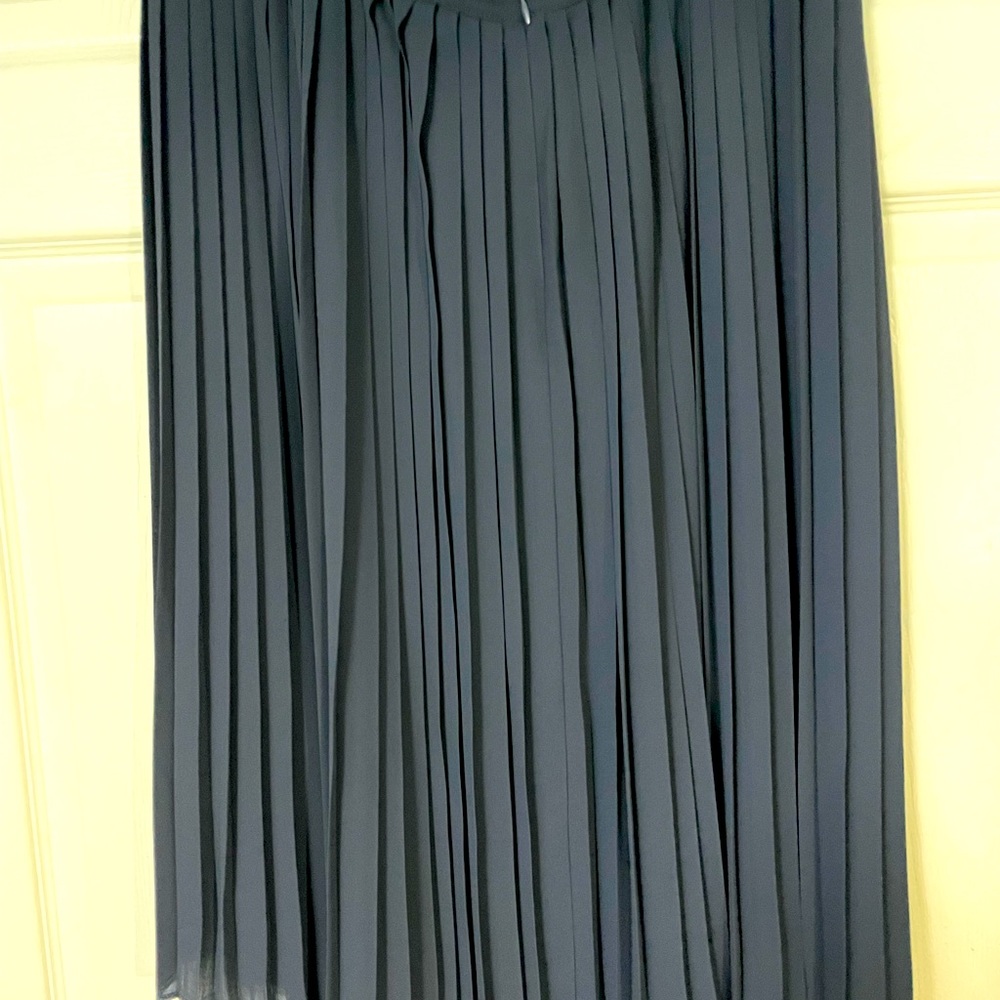JCrew Navy pleated midi skirt